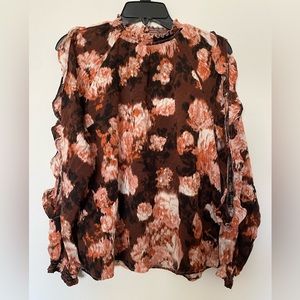 NWOT Cut-out Floral Blouse